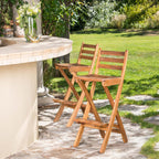 Christopher Knight Home Tundra Outdoor Foldable Wood Barstool Set, 2-Pcs Set, Natural