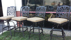 Elizabeth Outdoor Patio Armless Swivel Bar Stools Cast Aluminum Dark Bronze (8, 30" with Walnut Cushions)