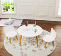 UTEX Kids Wood Table and Chair Set, Kids Play Table with 2 Chairs,3 Pieces Wood Round Table for Toddlers, Girls, Boys,White
