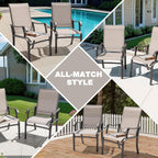 NUU GARDEN Patio Dining Chairs Set of 4, All Weather Textilene Patio Chairs,Powder-Coated Metal Frame Outdoor Patio Bistro Dining Chairs for Lawn Garden Backyard, Beige
