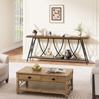 JUSTOGO 70.9" Narrow Console Table for Entryway, Industrial Long Sofa Table Behind Couch, Farmhouse Hallway Table with Storage for Living Room, Entrance, Foyer, Rustic Brown