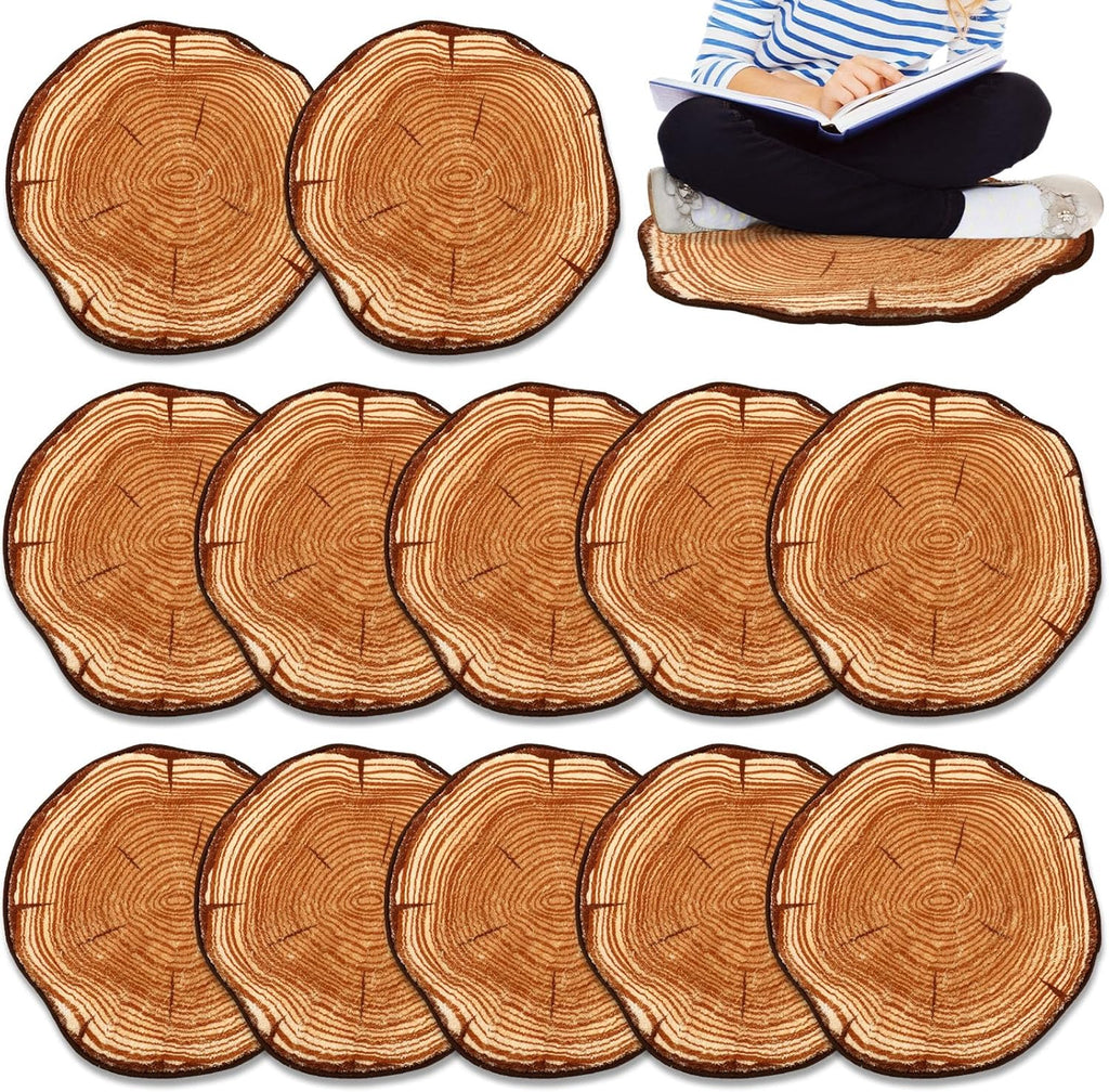 12 Pcs Round Carpet Rugs 15 Inch Non Slip Accent Mats Soft Plush Floral Floor Mats for Living Room Bedroom Entryway Vanity Dorm Apartment Home Decor (Stump)