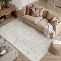 HUGEAR 4x6 Washable Area Rugs for Living Room Bedroom Beige Grey Vintage Large Soft Carpet Rug Non-Shedding & Non-Slip Low Pile Indoor Home Decor Dining Room Kitchen Office Floor Mat