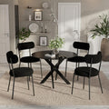 Modern 5-Piece Round Dining Table Set,Circle Black MDF Table & 4 Black Boucle Dining Chairs, Metal Frame Kitchen Furniture for Small Spaces(36-Inch)