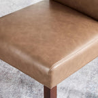 Watson & Whitely Upholstered Dining Chairs Set of 4, Faux Leather Armless Dining Room Chairs with Solid Wood Legs & Back Side Chair for Kitchen, Living Room, Restaurant, Saddle Brown