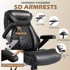 700lbs Big and Tall Office Chair, Ergonomic Heavy Duty Executive Cloth Office Chair with 5D Flip Arms & Adjustable Lumbar Support & Dual Rubber Wheel, Large Thick Padded Extra Wide Seat, Black