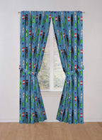 Jay Franco Kids Window Drapes - 4 Piece Curtain Set Includes 2 Tiebacks, Beautiful Bedding Room Décor and Easy Set Up, Blue - Minecraft, 84 Inch