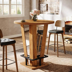 Tribesigns Round Bar Table, 39.4" H Circle High Top Bistro Pub Table with Metal Footrest for Small Spaces, Living Room, Kitchen, Small Space (Only Table)