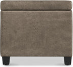 SIMPLIHOME Avalon Storage Ottoman Bench - 48" Wide x 16" High Upholstered Vegan Leather Rectangular Lift-Top Ottoman in Distressed Smoky Grey Brown, Transitional Storage Bench with High-Density Foam