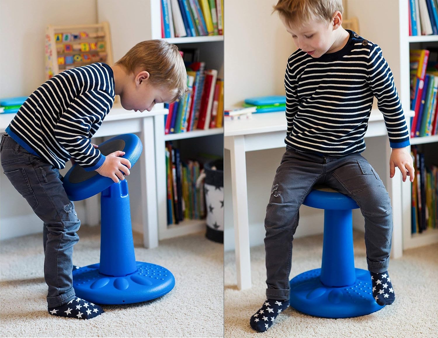 Studico Active Chairs - Kids Wobble Stool - Flexible Seating for Classrooms, Improves Focus, Blue