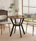 MECHYIN 31.5" Round Dining Table for 2-4, Farmhouse Small Kitchen Table with Storage, Space Saving Circle Table, Rustic Wood Dining Room Tables with Metal Legs for Kitchen, Dining Room, Apartment