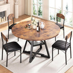 Dining Table Set for 4,Kitchen Table and Chairs for 4, Round Dining Room Table with Upholstered Chairs, 5 Piece Space Saving Circle Wood Kitchen & Dining Room Dinner Dinette Table Set (Vintage, 42In)