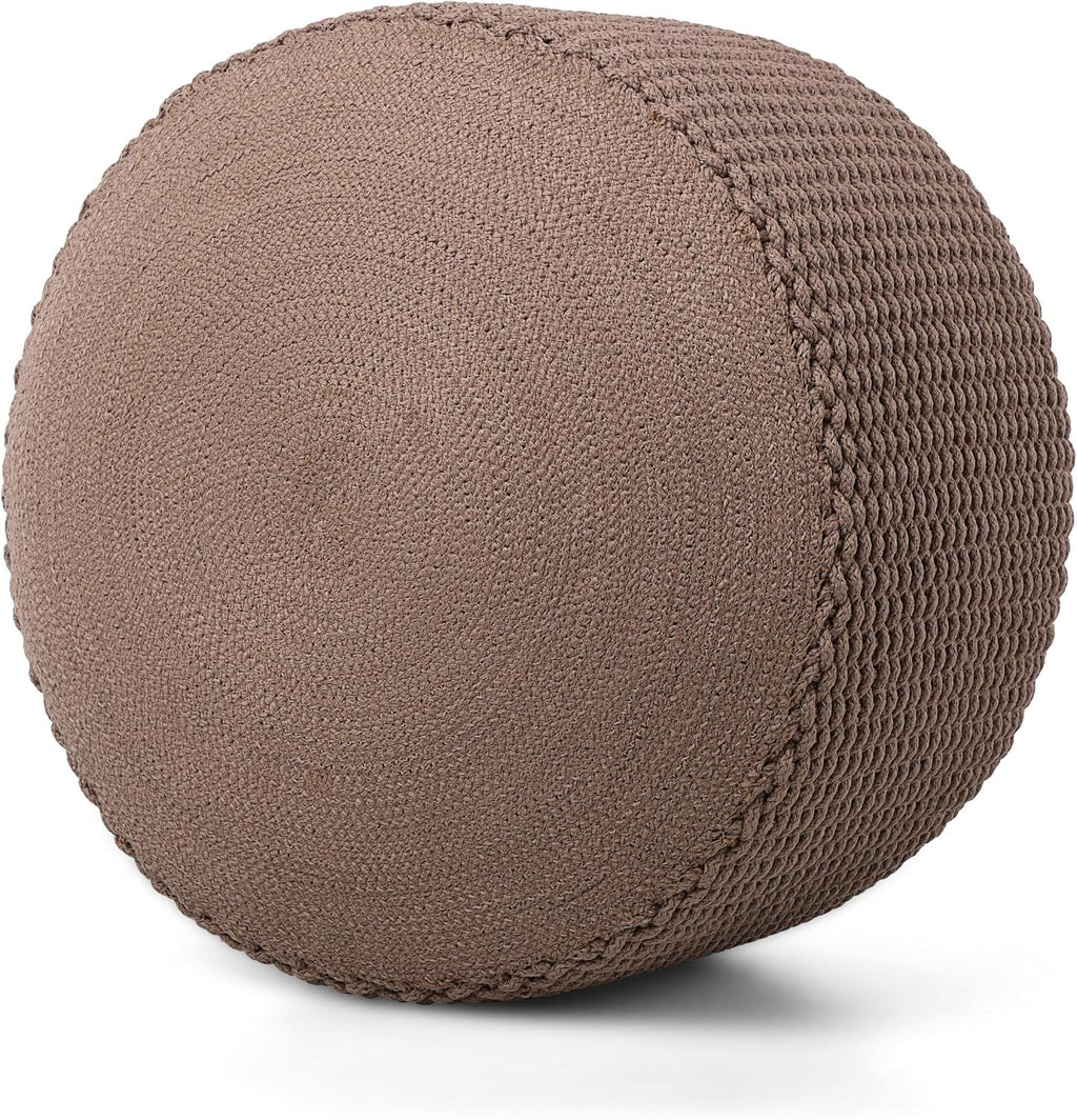 BIRDROCK HOME Outdoor Pouf Ottoman | Hand Woven Waterproof Foot Stool with Bead Bag Filling | Boho Foot Rest for Patio, Living Room, Porch & Outdoor Seating | Lightweight, Soft Stuffed Chair | Brown