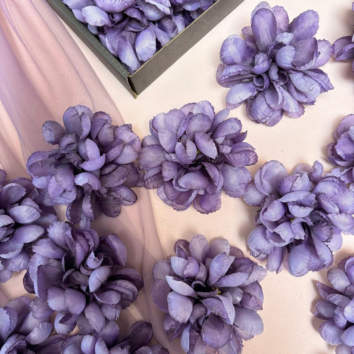 TeaSu Floating Flowers for Floating Candle Centerpieces, 12pcs Purple Artificial Flower Head for Wedding Centerpieces - Purple