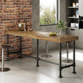 70.9-Inch Long Solid Wood Bar Table for 6-8 People, Industrial Narrow Counter Height Pub Table with Metal Footrest, Rectangular High Top Bar Unit for Kitchen Dining, Rustic Brown(Table Only)