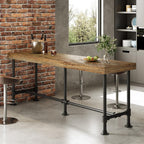 70.9-Inch Long Solid Wood Bar Table for 6-8 People, Industrial Narrow Counter Height Pub Table with Metal Footrest, Rectangular High Top Bar Unit for Kitchen Dining, Rustic Brown(Table Only)