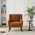 Accent Chairs Set of 2, Velvet Upholstered Armchair, Orange | Mid Century Modern Living Room Chair, Button Tufted Wingback Chair with Removable Cushion, Bedroom Side Reading Seat
