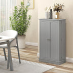 41" Kitchen Pantry Storage Cabinet, Freestanding Kitchen Cabinet with 12 Door Shelves, Double Doors, 5-Tier Shelving and Adjustable Shelves, Paper Gray