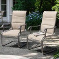 NUU GARDEN Patio Dining Chairs Set of 2, Outdoor Textilene Chairs with High Back and Breathable Seat, for Garden Deck Backyard Porch, Grayish Beige