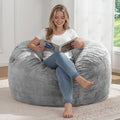 ZurNesfure Bean Bag Chair for Adults, 3FT Giant Bean Bag with Filler & Machine Washable Cover, Fluffy Bean Bag Chairs Oversized Beanbag Lounge Chair for Living Room, Bedroom Dorm (Grey, Medium)