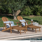 GDFStudio Noble House Hayle Reclining Wood Adirondack Chair w/Footrest (Set of 2) Natural