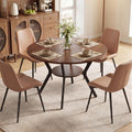 Miereirl 42.13" 5-Piece Round Dining Table Set for 4, Kitchen Table Set with 4 Upholstered Chairs and Storage Shelf, Dining Room Furniture Set for Apartment, Small Spaces