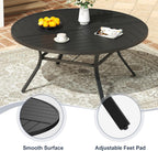 VICLLAX 53" Round Patio Dining Table for 6-8, All Weather Metal Outdoor Table with 1.57" Umbrella Hole and Surdy Frame for Garden Lawn Deck, Black