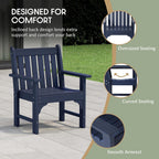 WestinTrends Malibu Outdoor Patio HDPE Adirondack Dining Arm Chair, Navy Blue