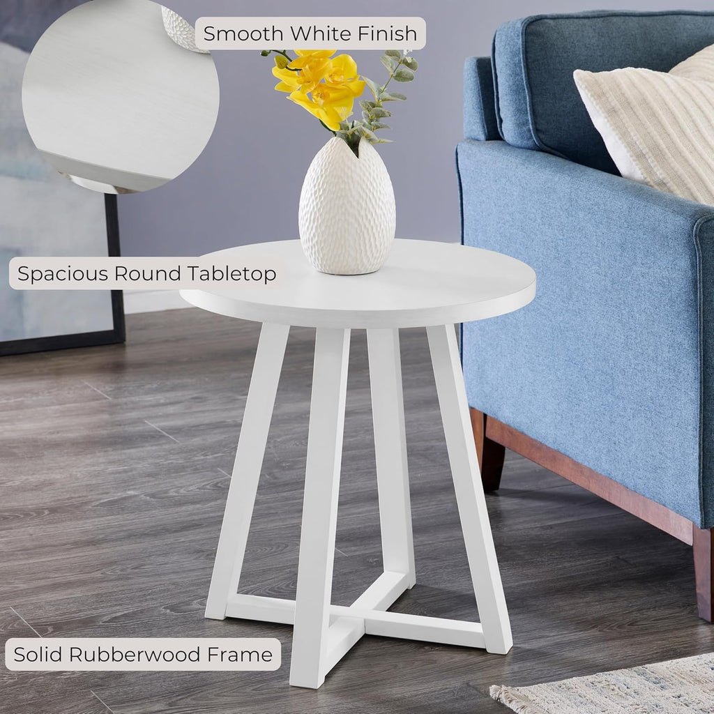 Roundhill Furniture Modern Harmony Wood Oval End Table, White