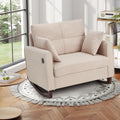 HOMREST Oversized Nursery Rocking Chair with USB Port, Wide Nursery Rocker with High Back and Side Pocket, Upholstered Double Rocker for Living Room, Bedroom, Nursery, Beige