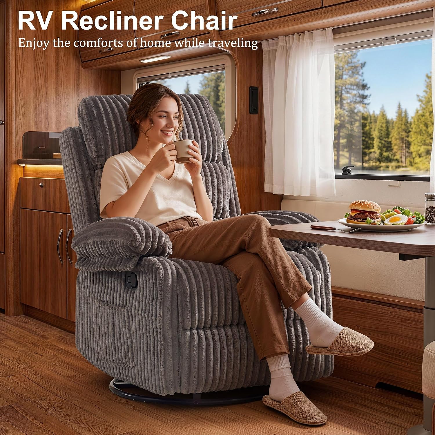 Korser Rocking Recliner Chair, Nursery Rocker Chair for Adults, Small Recliners for Small Spaces, Swivel Rocker Recliner with Cushion, Upholstered Rocking Chairs for Living Room, Apartment
