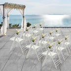 VINGLI Bamboo Folding Chair, Foldable Dining Wood Chairs Comfortable Seat for Outdoor & Indoor, Patio, Porch, Wedding, Party, Event,White (4 Pack)