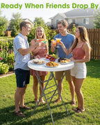 Pureegg Round Cocktail Table - High Top Bar Table (28" Diameter x 43.3" Height) with X-Shaped Support Frame, Foldable & Portable for Parties, Weddings, Events & Home Use, White - 1PCS