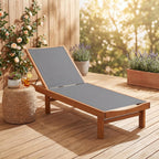 COSTWAY Set of 2 Patio Wood Chaise Lounge Chair, Strong Eucalyptus Wood Frame, 5-Position Adjustable Outdoor Recliner with White Mesh (Grey)