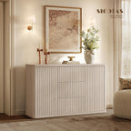 SICOTAS Buffet Cabinet with Storage 54.7" Large Modern Accent Storage Cabinet with Doors and Shelves Fluted Sideboard Credenza Buffet Table Coffee Bar for Living Room Kitchen Dining Room, White Alder