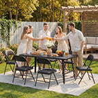 Folding Chairs 2 Pack,350 lbs Heavy Duty Metal Frame Folding Chairs with PU Leather Padded Seat,Ergonomic Portable Foldable Chair with Non-Slip Rubber Feet for Indoor Outdoor Wedding Patio Party,Black