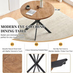 Homedot Round Dining Table Set for 2 with Green Chairs, Modern Mid Century Kitchen Table Chairs Set for Dining Room, 37-Inch Circle Dining Set with Upholstered Chairs for Apartment/Restaurant