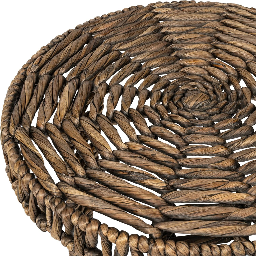 JONATHAN Y Amara 17" Round Handwoven Water Hyacinth End Table with Tripod Lattice Woven Legs, Coastal Wicker Accent Side Table for Living Room and Bedroom, No Assembly, Brown TBL2507B