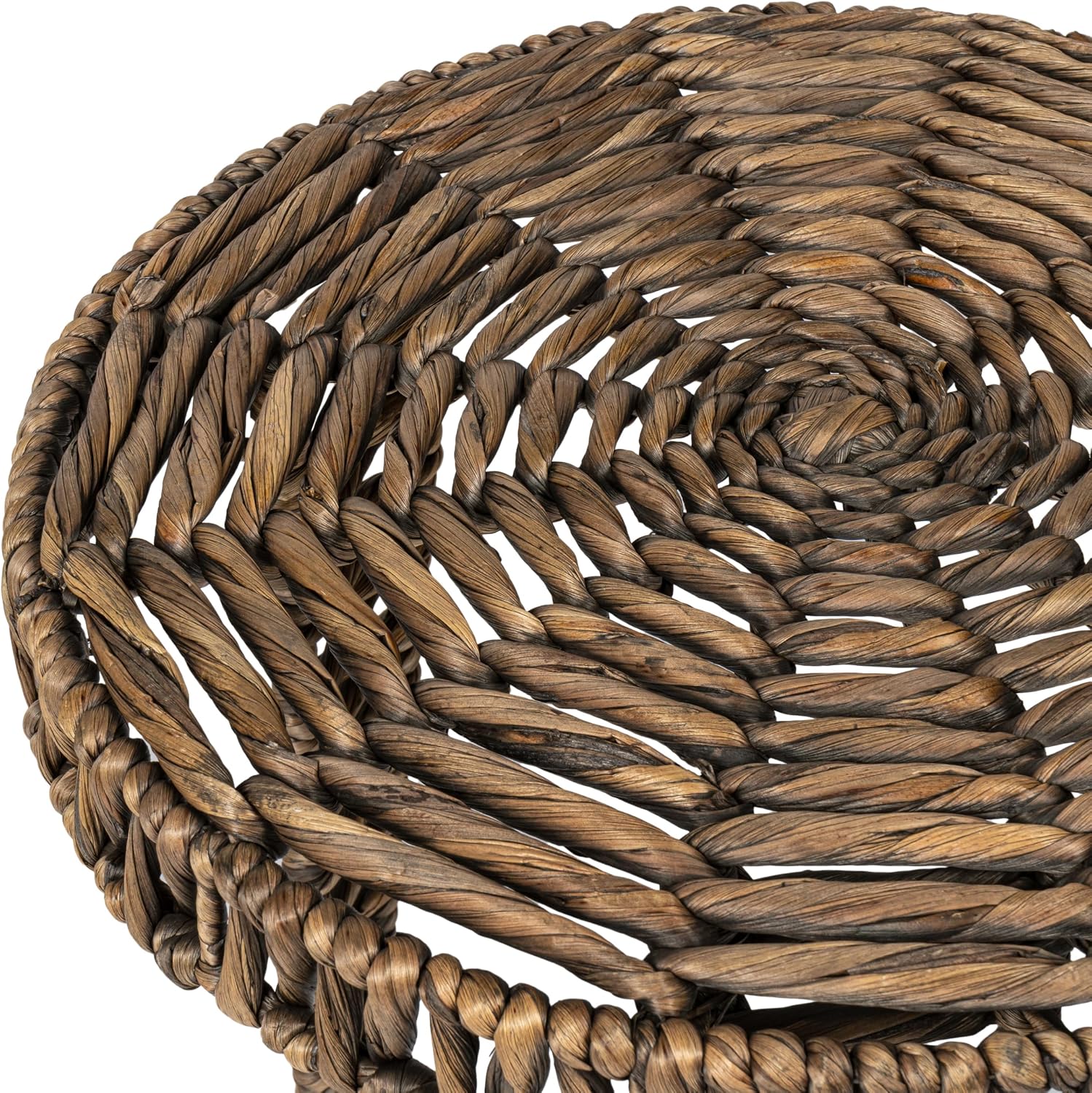 JONATHAN Y Amara 17" Round Handwoven Water Hyacinth End Table with Tripod Lattice Woven Legs, Coastal Wicker Accent Side Table for Living Room and Bedroom, No Assembly, Brown TBL2507B