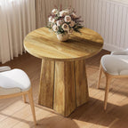 LITTLE TREE 31.50-Inch Round Dining Table for 2, Farmhouse Circle Kitchen Table, Dining Room Table with Wooden Pedestal Base, for Dining Room, Kitchen (Light Walnut)
