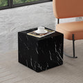 W15.7'' Modern Wood Square Side Table End Table for Living Room, No Assemble, Faux Marble Surface, Marble Black(ø15.7'' x 15.7'')
