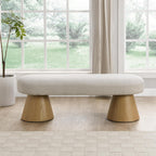 Christopher Knight Home Manila 49" Oval Dining Bench, Boucle Ottoman Bench, Large Dining Chair, Comfort Kitchen Seating, Comfort Long Footstool for Living Room Dining Room, No Assembly Needed, Beige