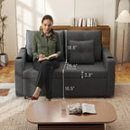 Krcix 3 in 1 Sofa Bed, 56 Inch Convertible Pull Out Couch, Loveseat Sleeper Sofa with Cup Holders, USB, Side Pockets, Multi-Function Couch Bed for Living Room, Apartment, Charcoal Grey