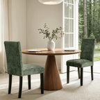 CHUN YI Upholstered Dining Chairs Set of 4, Fabric Dining Room Chairs with Solid Wood Legs, Modern Kitchen Chairs for Farmhouse Living Room Restaurant & Cafe, Green