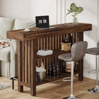 Tribesigns Large 2-Tier Bar Table, 63-Inch Mini Pub Table with Footrest, Rectangular Modern Coffee Bar Cabinet Counter Height Table for Home Kitchen, Bistro, Dining Room, Living Room, Rustic Brown