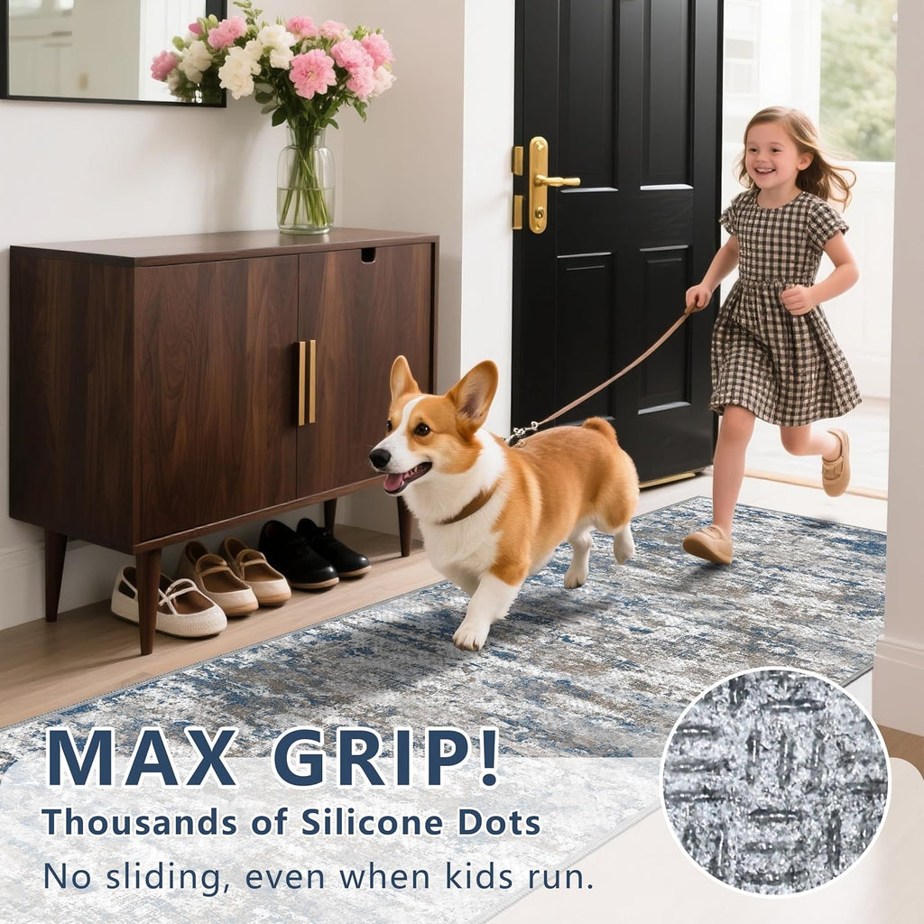 Runners for Hallways Ultra Non-Slip 2x10 Long Runner Rugs Washable Abstract Tear and Stain Resistance No Pile Lightweight Modern Rug Runners for Entryway, Kitchen, Walkway, Entrance, Multi