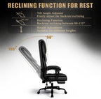 Gaming Chair, Office Chair with Inflatable Lumbar Support, Ergonomic Comfortable Wide Computer Chair with Footrest and Linked Soft Armrests, High Back 3D Enveloping Seat Cushion
