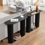 Fluted Console Table, Farmhouse Entryway Table with Storage and Fluted Wood Legs, Narrow Sofa Table Small Long Entry Table for Entrance, Hallway, Living Room (Black)