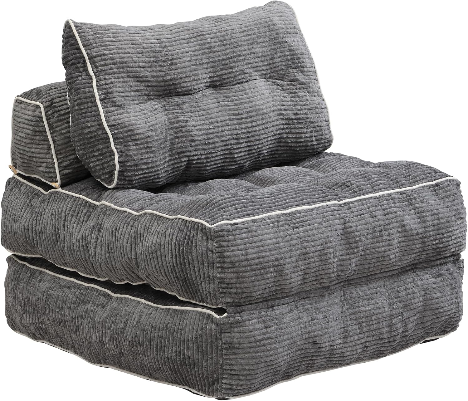 Convertible Foldable Sofa Bed with Pillow & Back Support, Portable Fold Out Floor Lounge for Living Room Bedroom, Dark Grey
