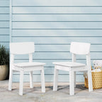 WestinTrends Tiny Terraces Outdoor HDPE Kids Modern Plastic Toddler Dining Chairs (Set of Two), White